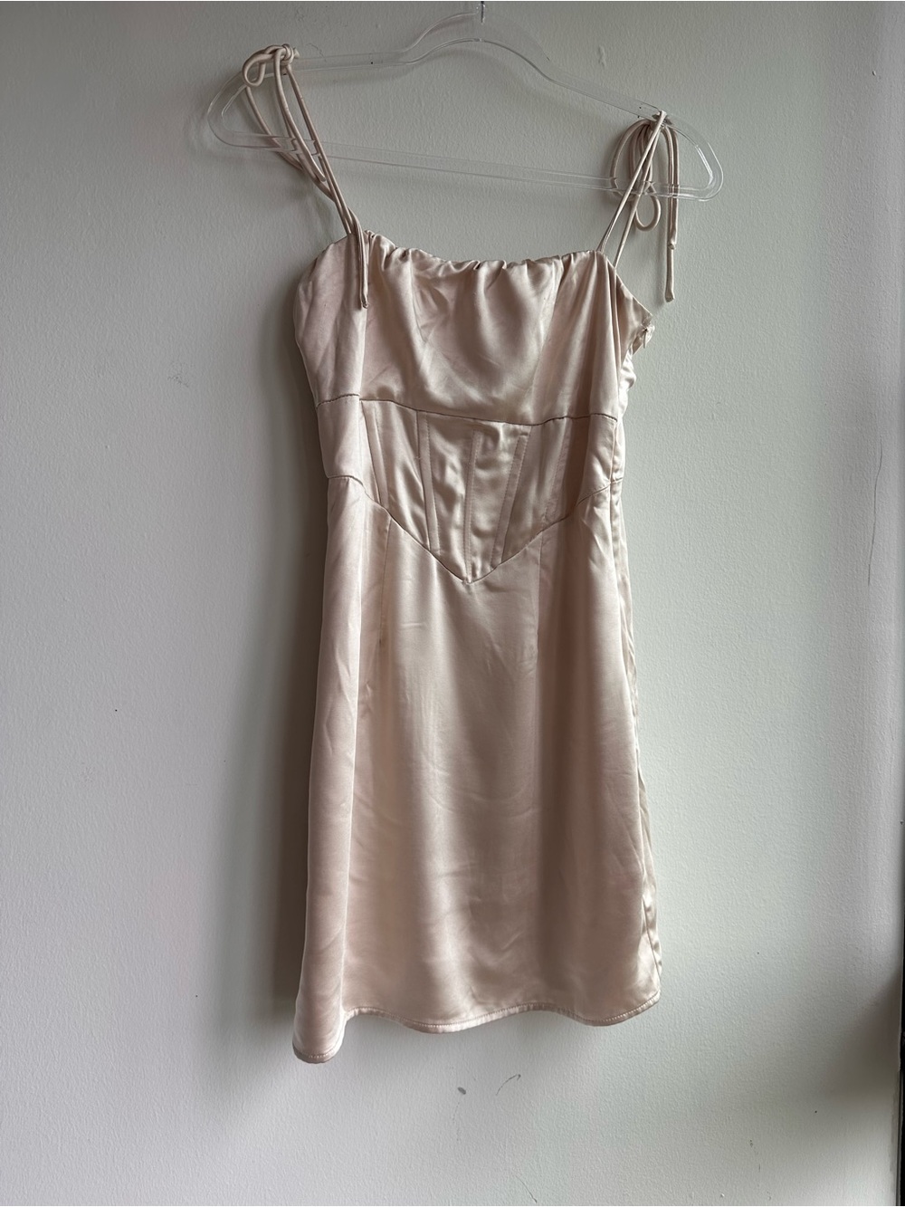 US 2 Princess Polly Soft Pink Bodycon Dress with Corset Bodice